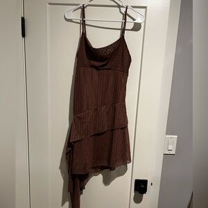 Elegant Brown Asymmetrical Dress